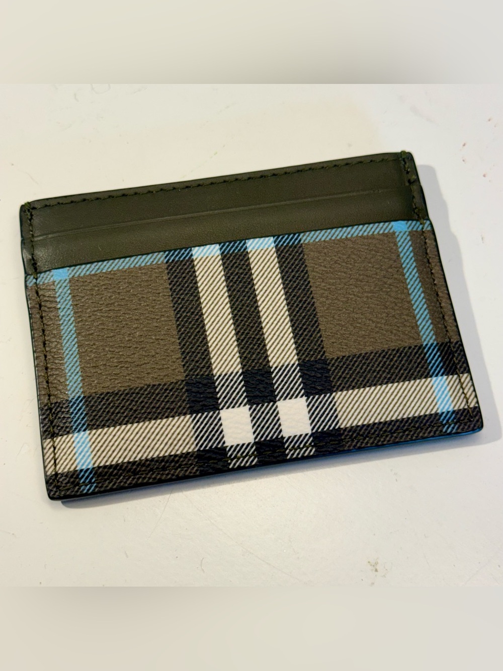Burberry Hampshire Pattern, Olive Green, Card Holder.